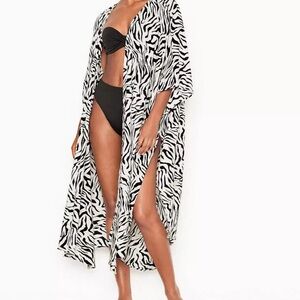 Elegant  Victoria Secret Black and White Zebra Swim Cover-Up